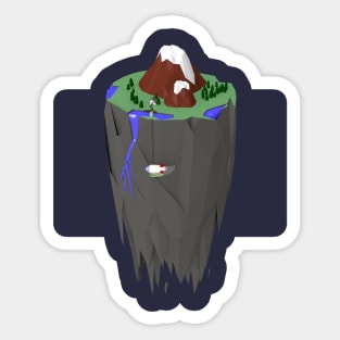 Floating Lo-Poly 3D Minimalist Island Sticker